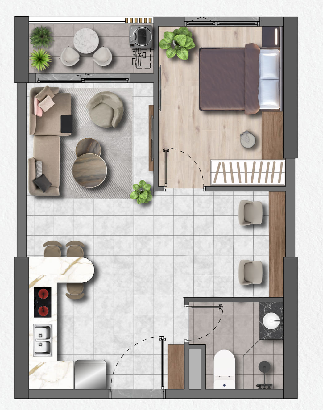 Căn Hộ The Felix 1pn+1wc - 45.18m
